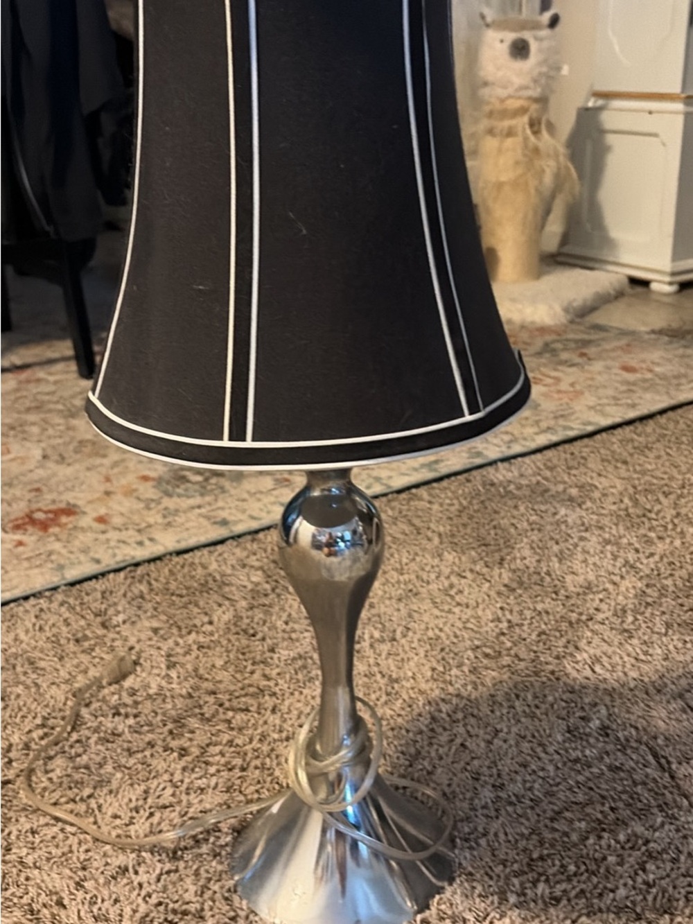 Black Shade Silver Base Table Lamp - Home Accents